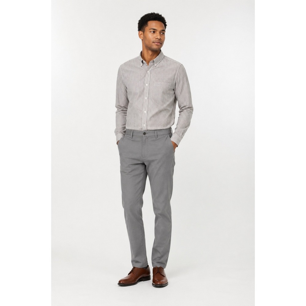 Gap Mens Slim Fit Button Down Shirt Grey White Striped Long Sleeve‎ Large